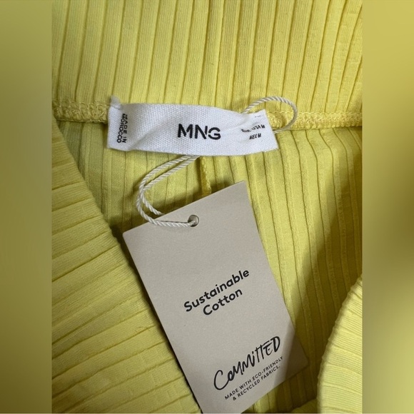 Mango MNG Front Slit Knit Pants Yellow NWT Small - Picture 11 of 13